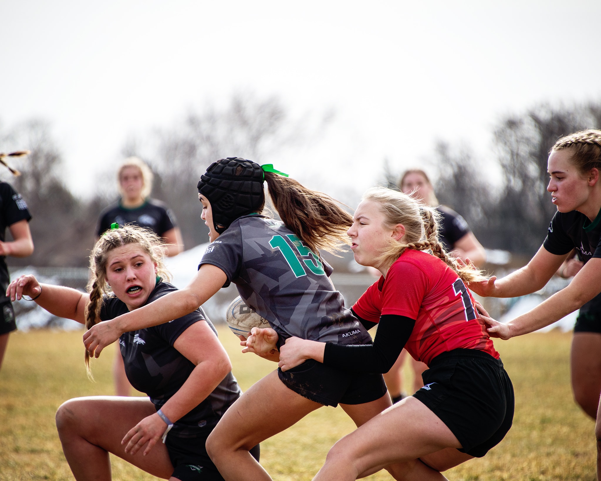 Girls rugby match outdoors — Treasure Valley team sports photography