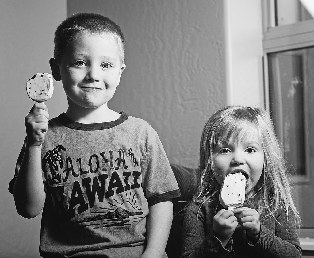 Boy and girl eating ice cream